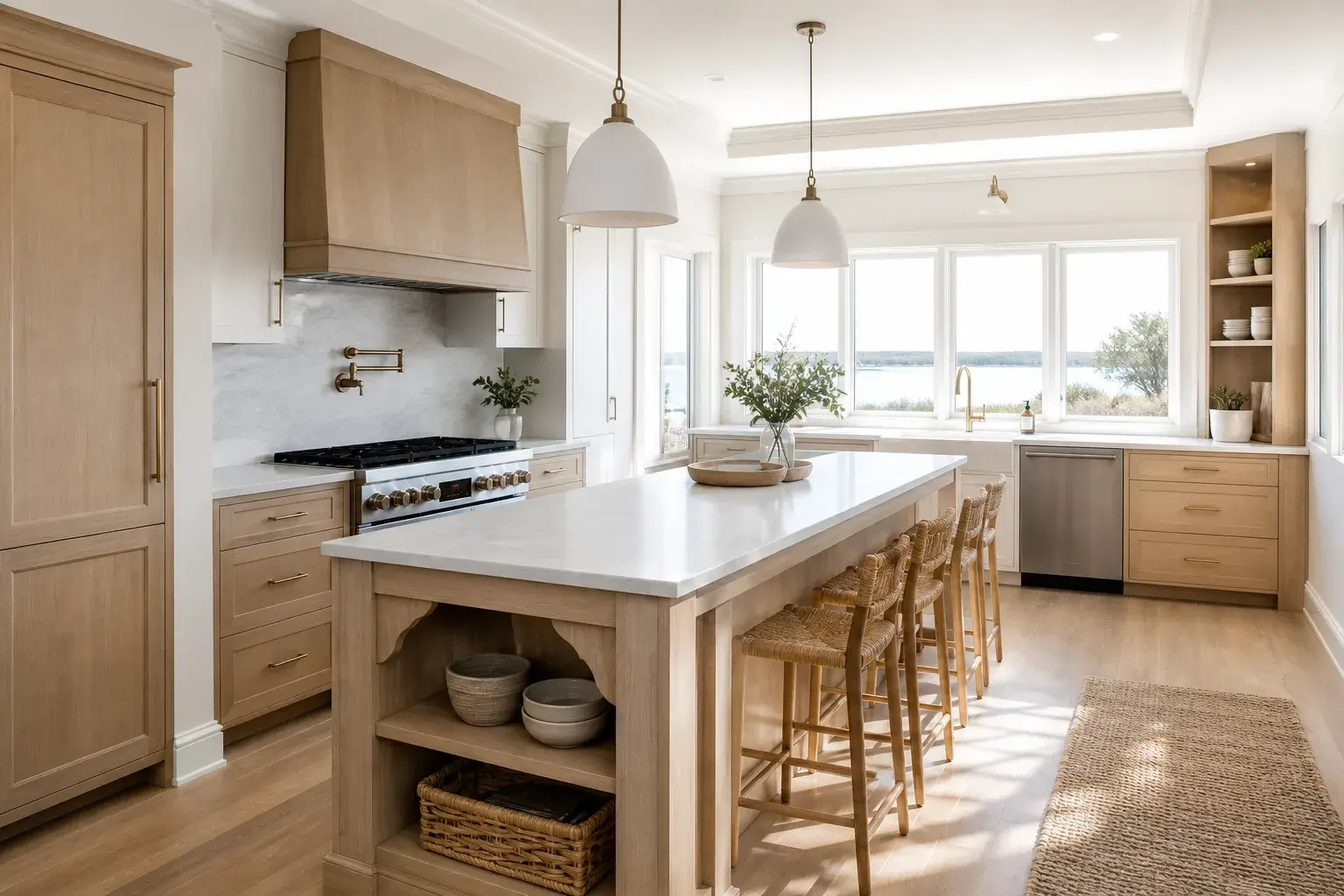 AI-assisted design concept of light oak kitchen cabinetry with an island in Summerside